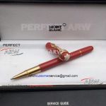 Perfect Replica Rouge et Noir Montblanc Gold Clip Red Rollerball Pen